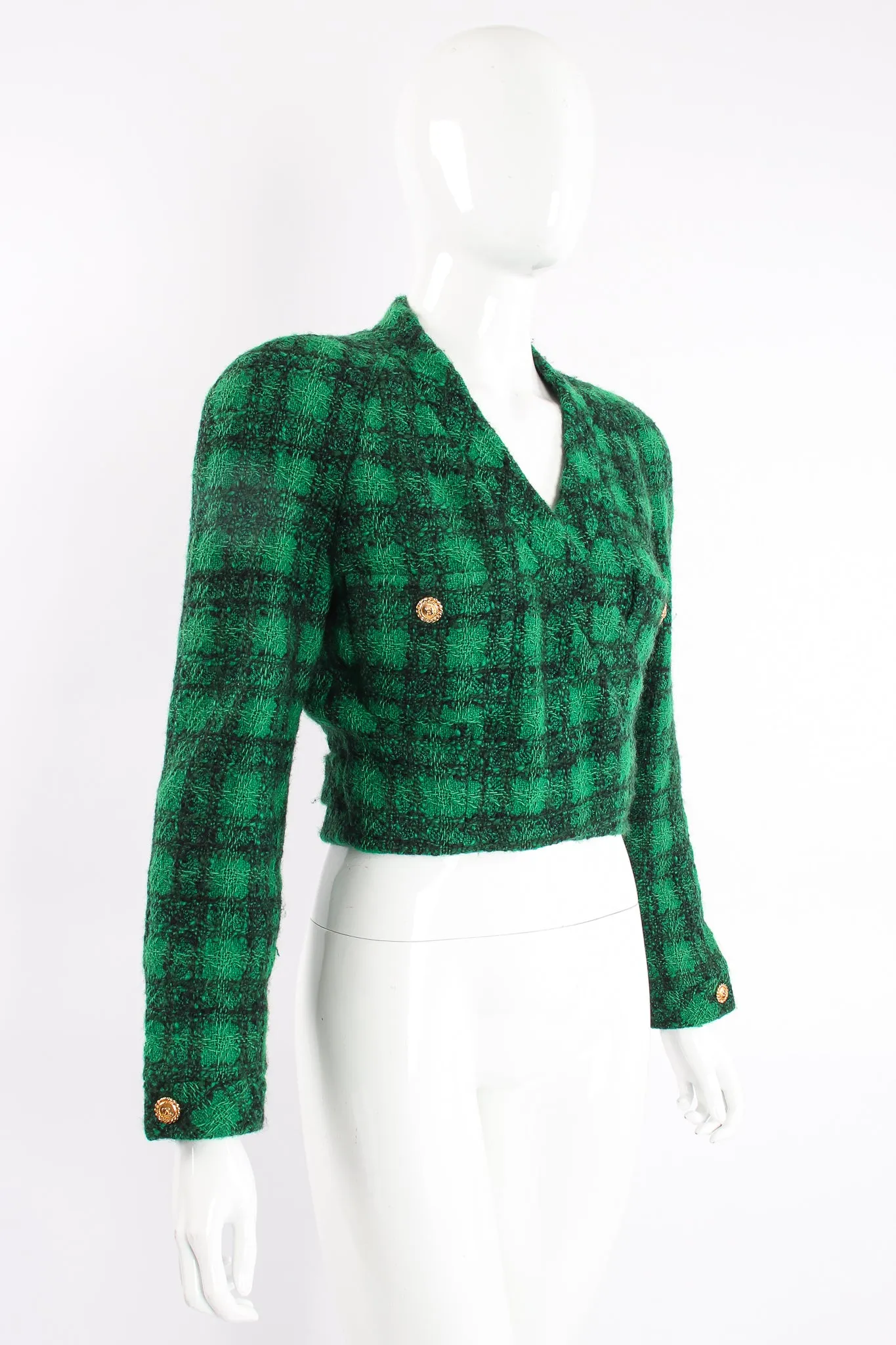Bouclé Plaid Wrap Jacket
