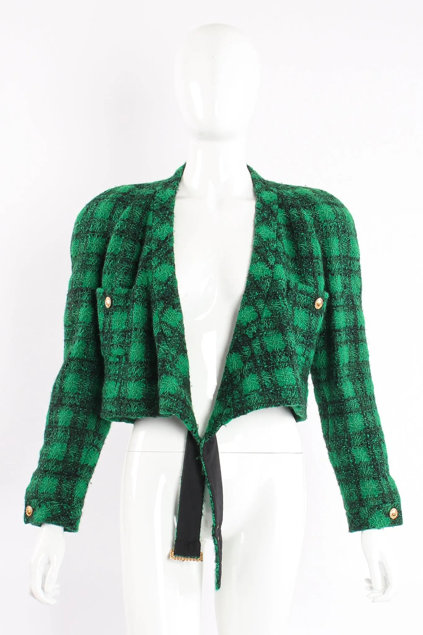 Bouclé Plaid Wrap Jacket