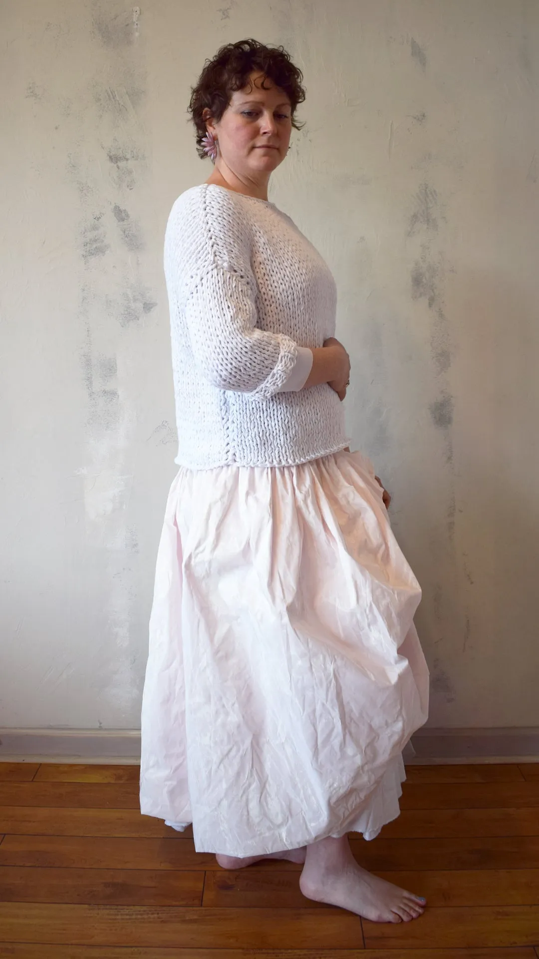 Bow Dress in Blush/ White
