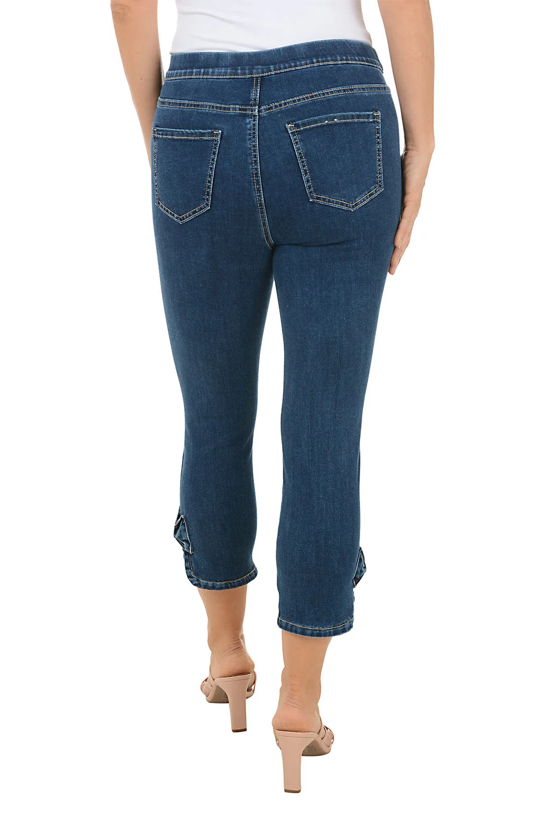 Bow Pull-On Denim Capri Pant