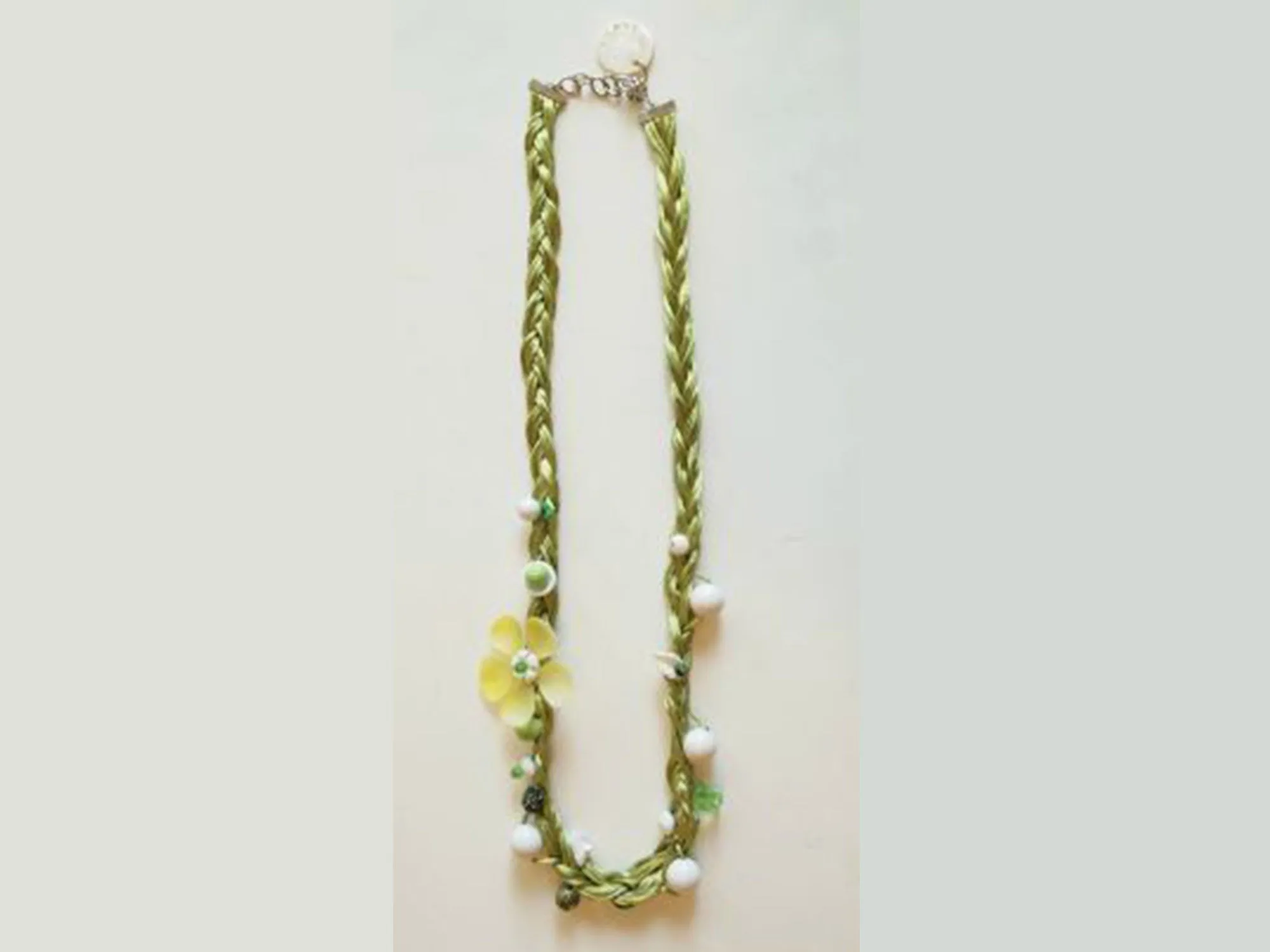 Braided Daisy Green Handmade Necklace