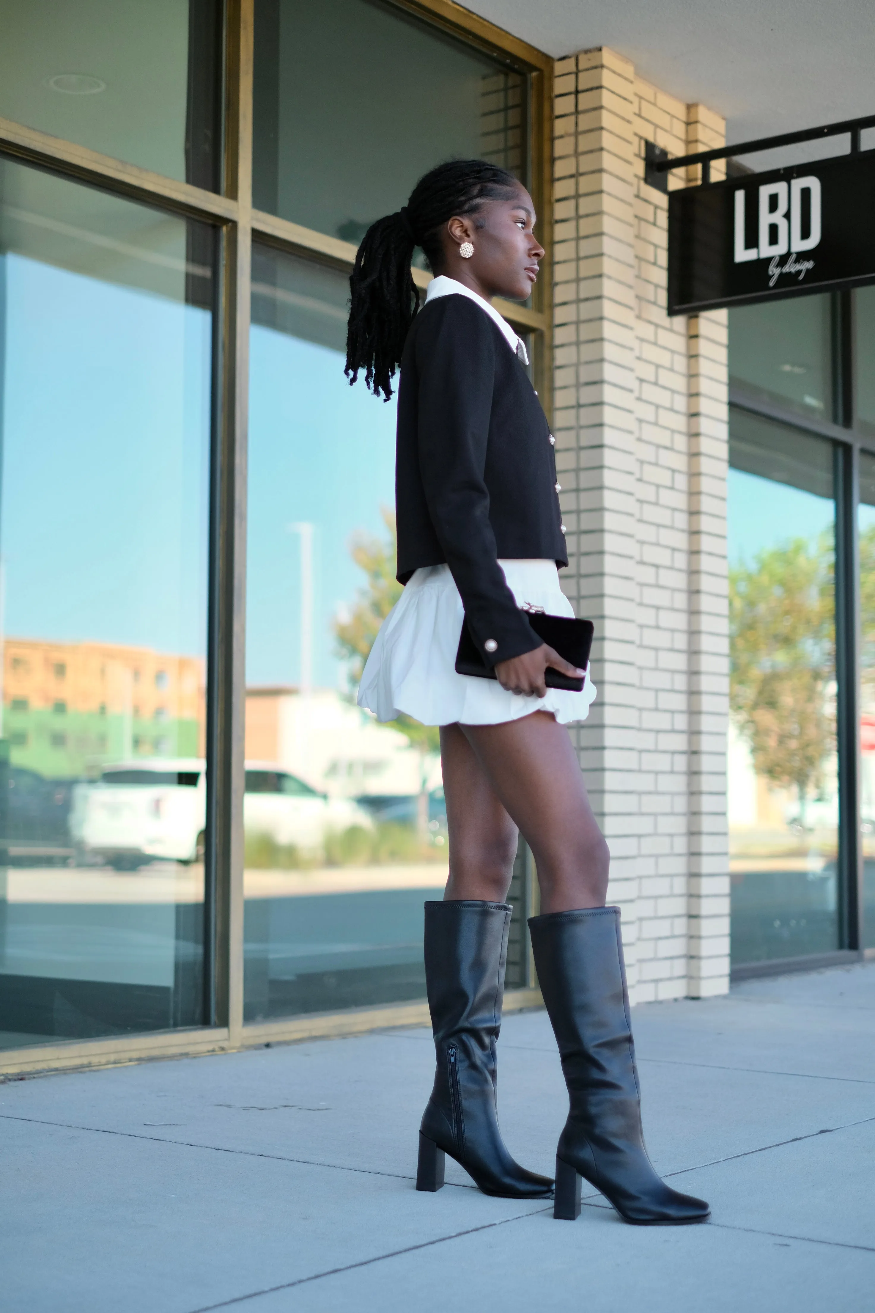 Bridgett White Bubble Flare Mini Skirt