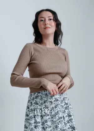 Brooke Ribbed Top - Taupe