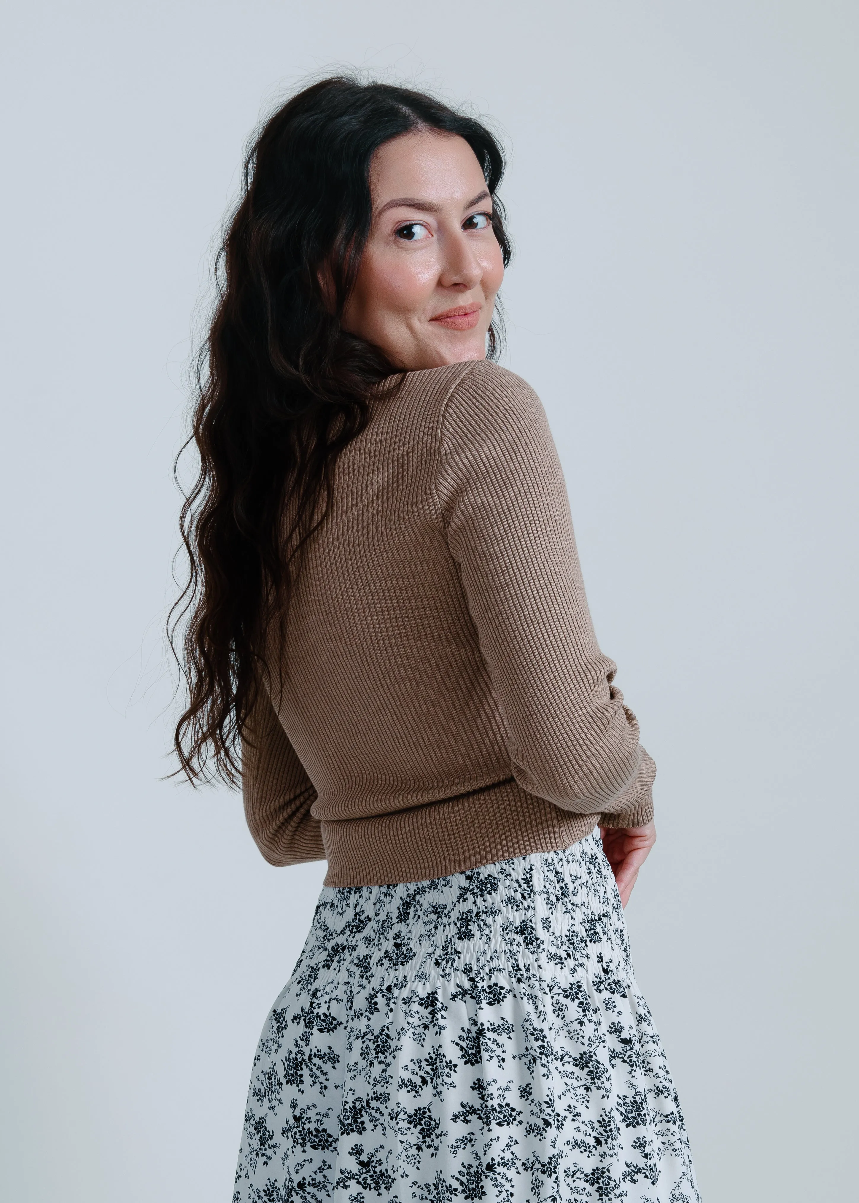 Brooke Ribbed Top - Taupe