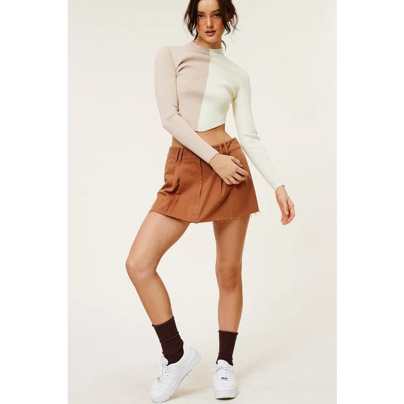Can't Decide Ribbed Turtleneck Sweater - Taupe