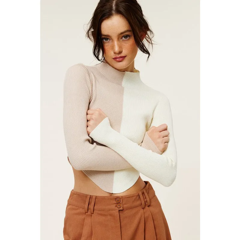 Can't Decide Ribbed Turtleneck Sweater - Taupe