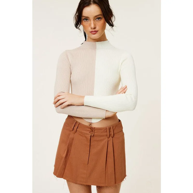 Can't Decide Ribbed Turtleneck Sweater - Taupe