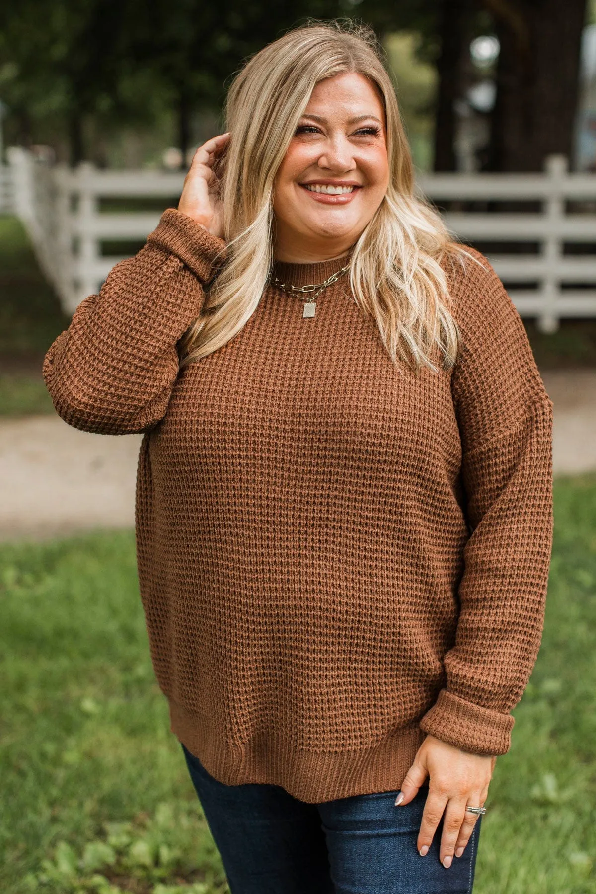 Captivating In Color Knit Sweater- Dark Rust