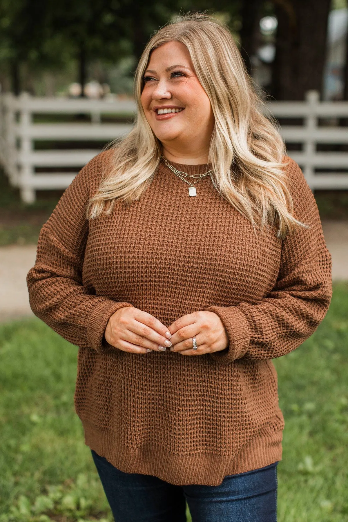 Captivating In Color Knit Sweater- Dark Rust