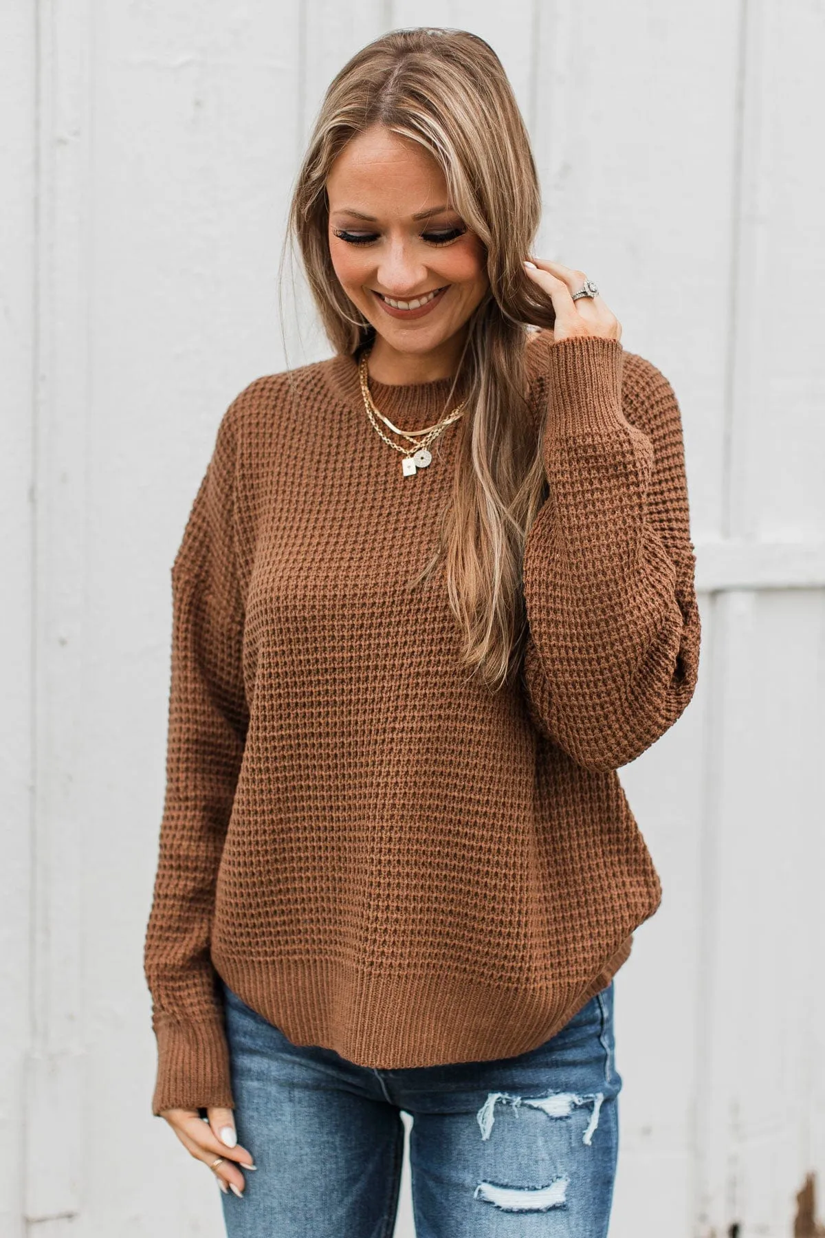 Captivating In Color Knit Sweater- Dark Rust