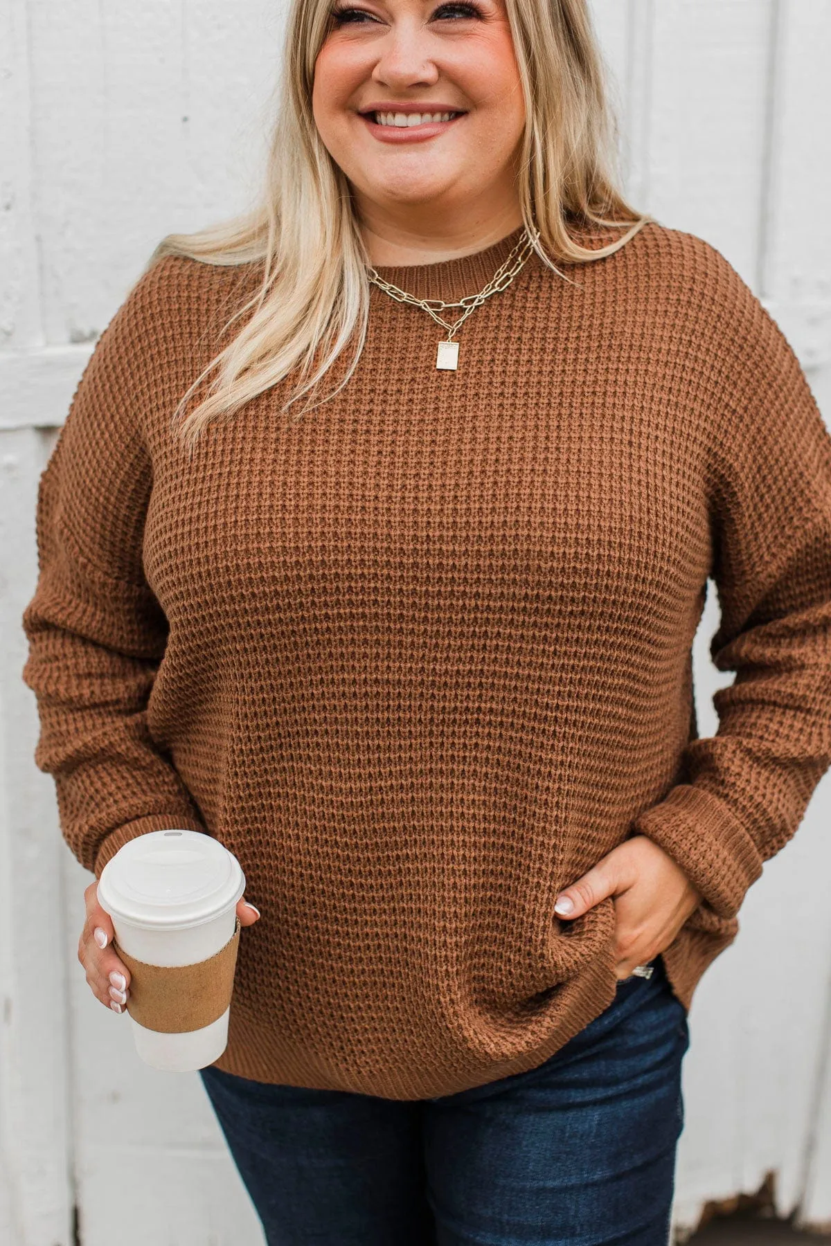 Captivating In Color Knit Sweater- Dark Rust