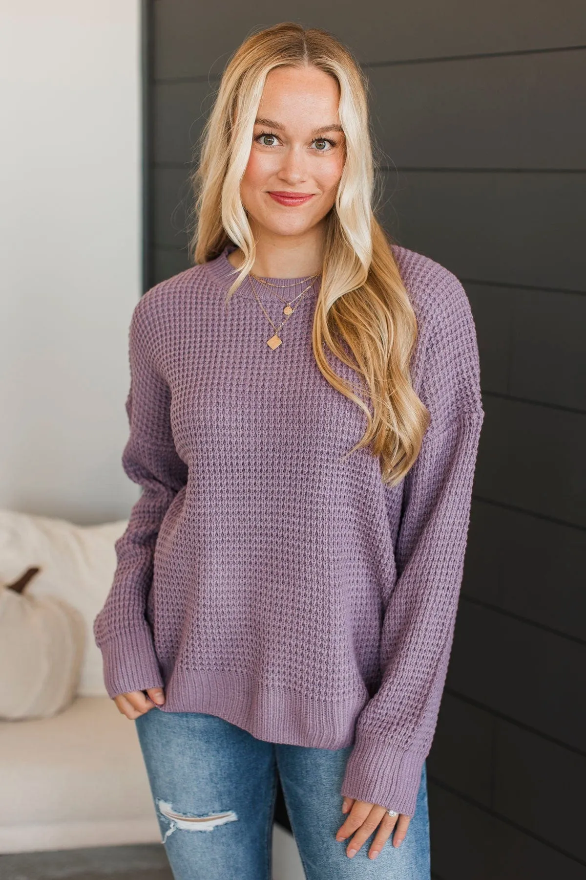 Captivating In Color Knit Sweater- Dusty Lavender