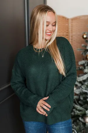 Captivating In Color Knit Sweater- Forest Green