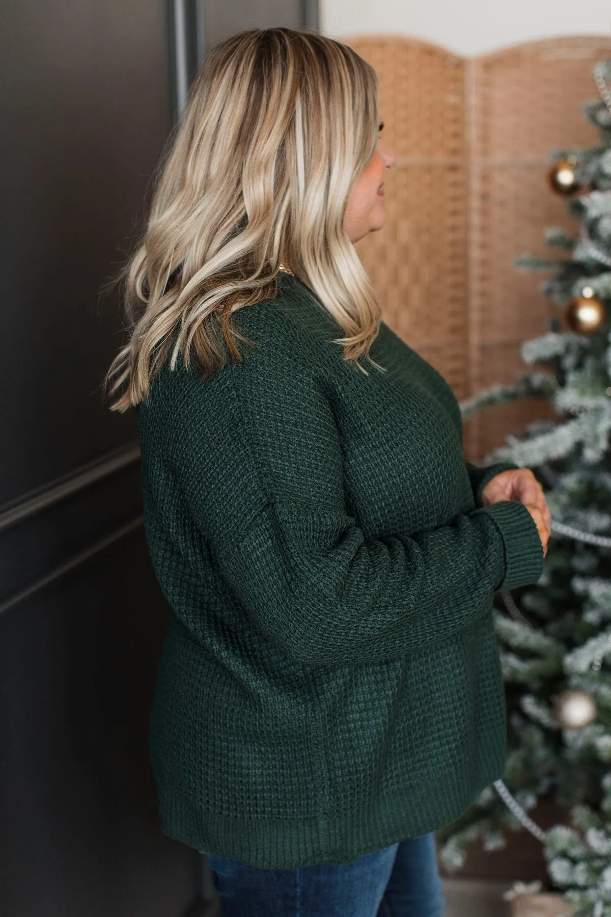 Captivating In Color Knit Sweater- Forest Green