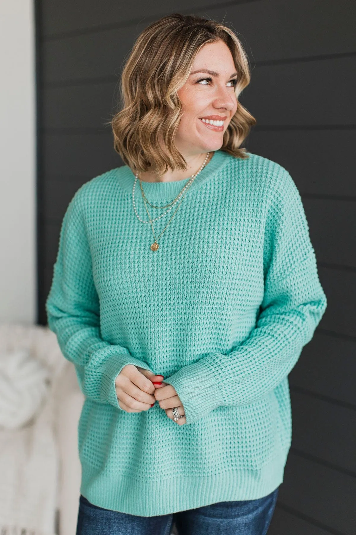 Captivating In Color Knit Sweater- Mint
