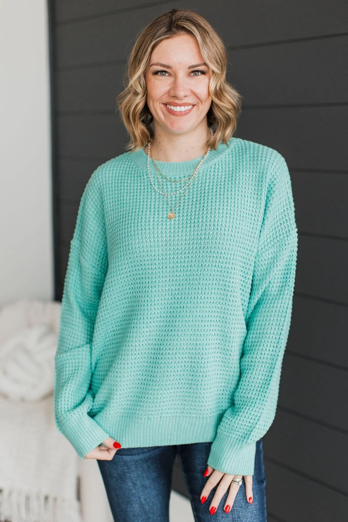 Captivating In Color Knit Sweater- Mint