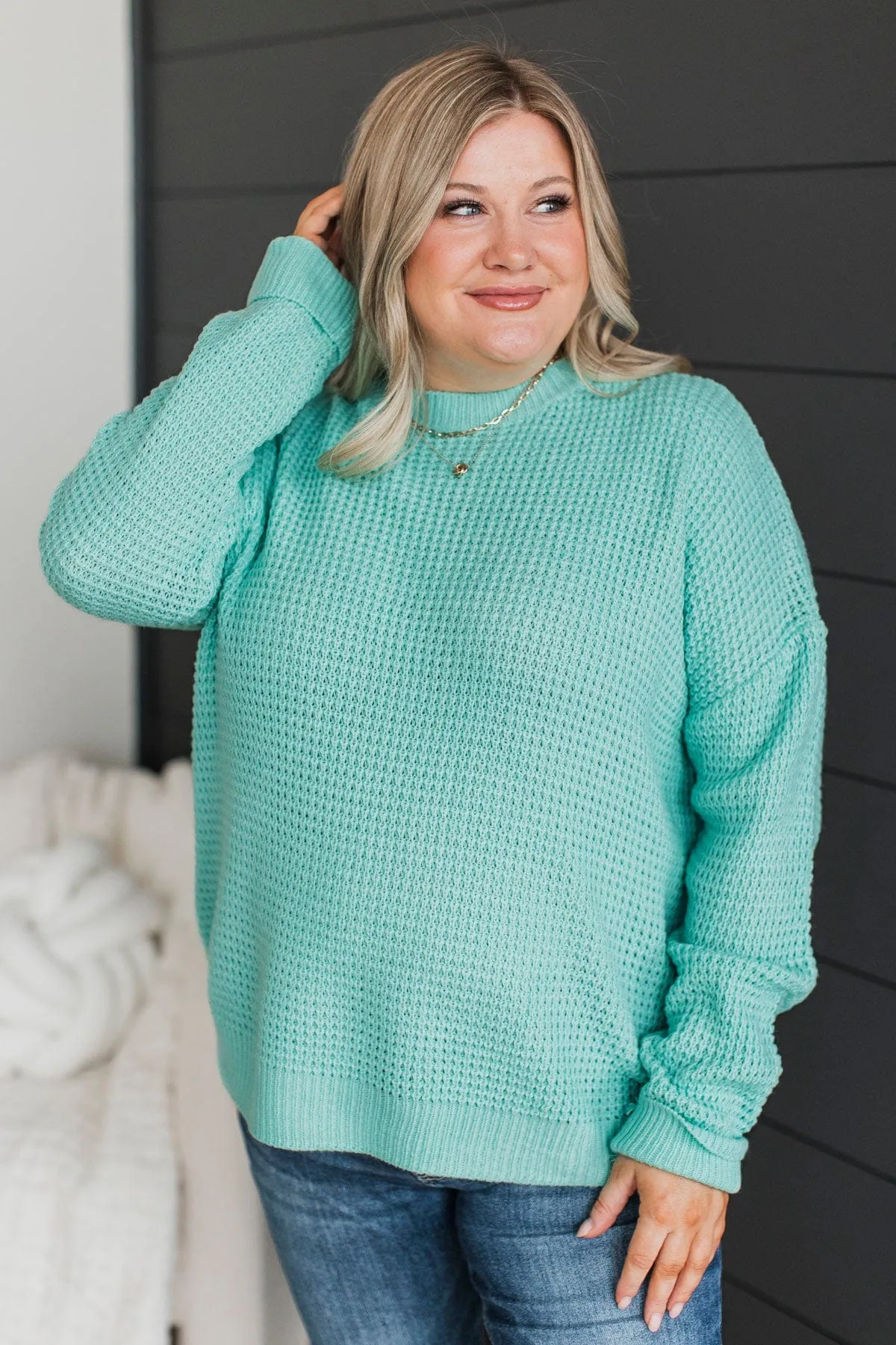 Captivating In Color Knit Sweater- Mint