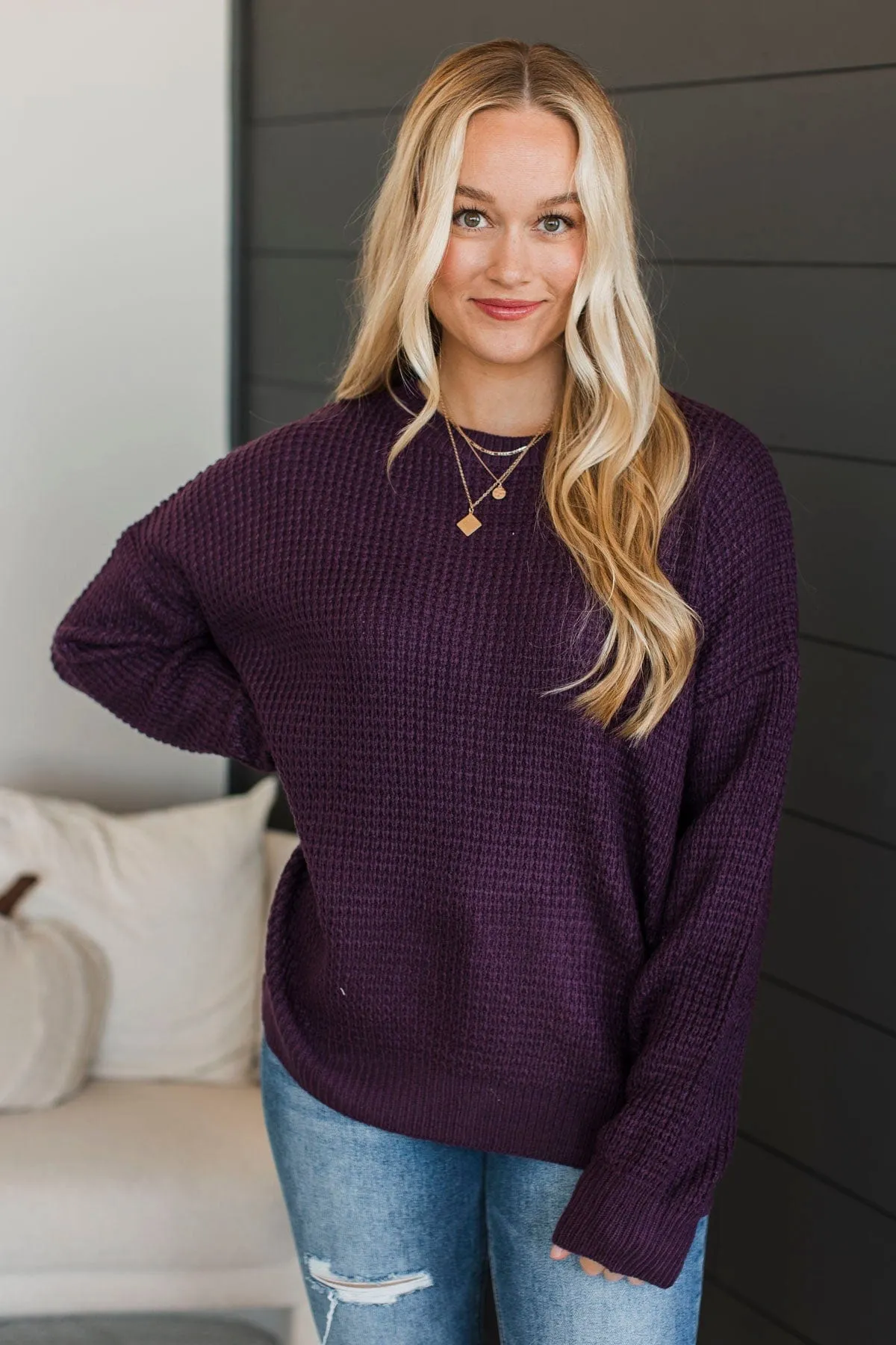 Captivating In Color Knit Sweater- Plum
