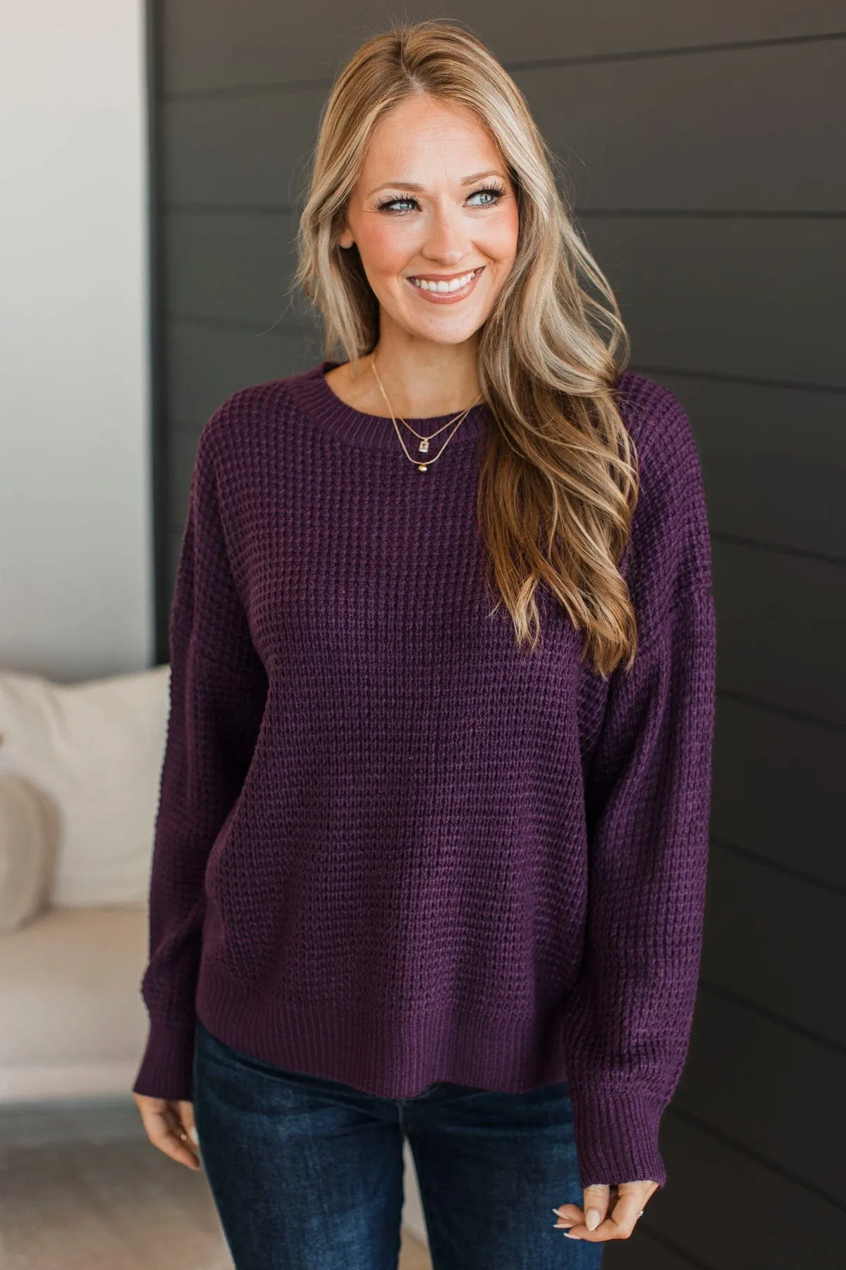 Captivating In Color Knit Sweater- Plum