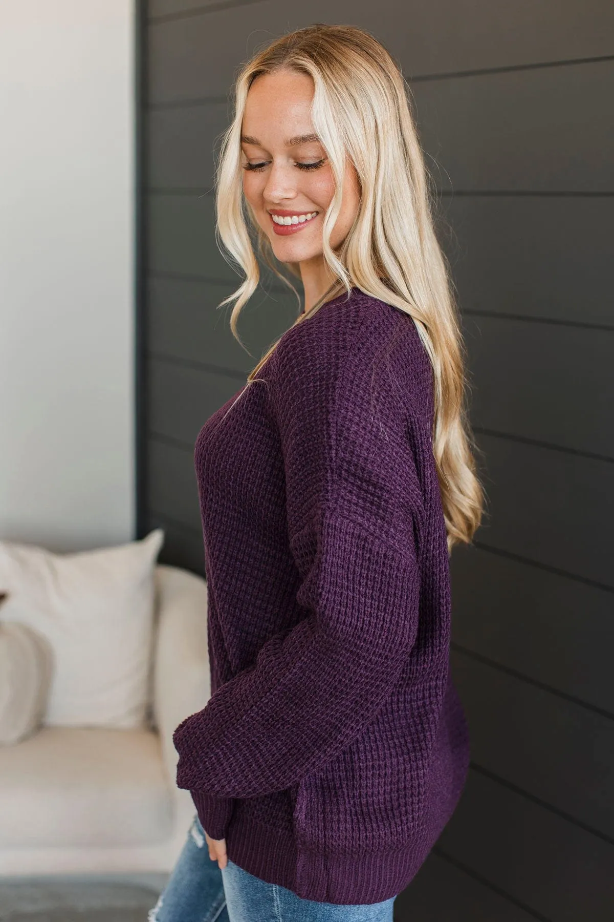 Captivating In Color Knit Sweater- Plum