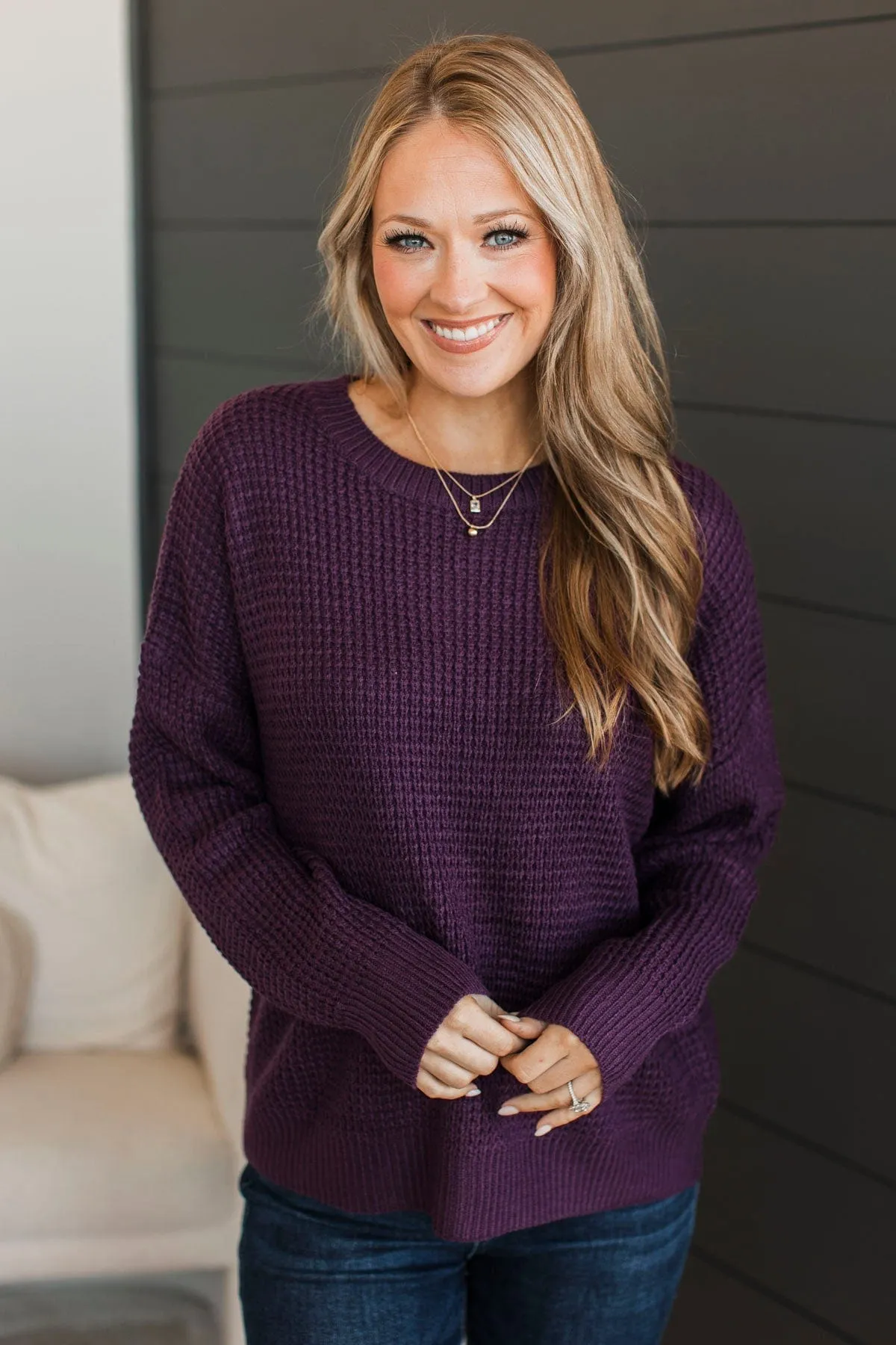 Captivating In Color Knit Sweater- Plum