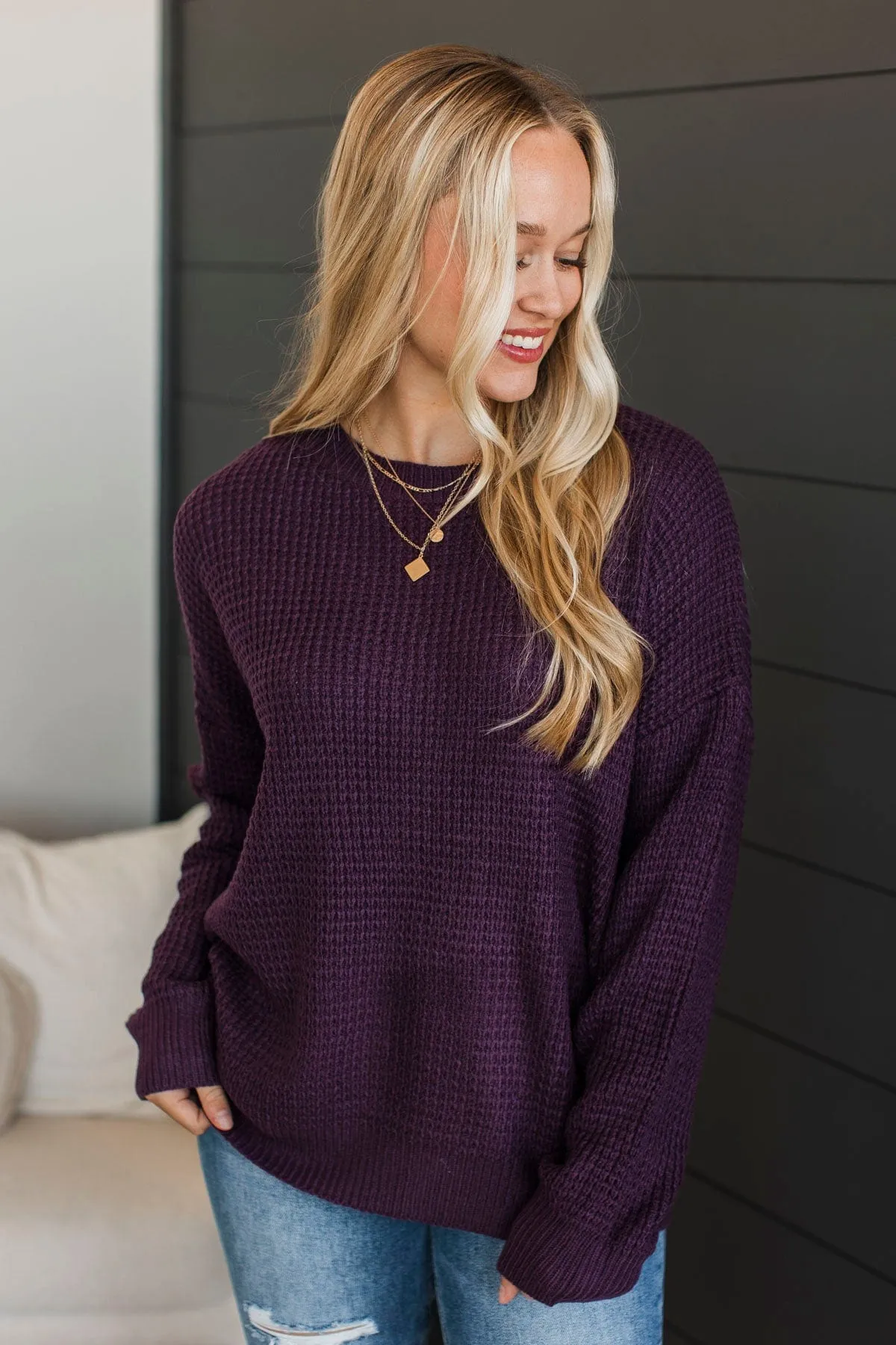 Captivating In Color Knit Sweater- Plum