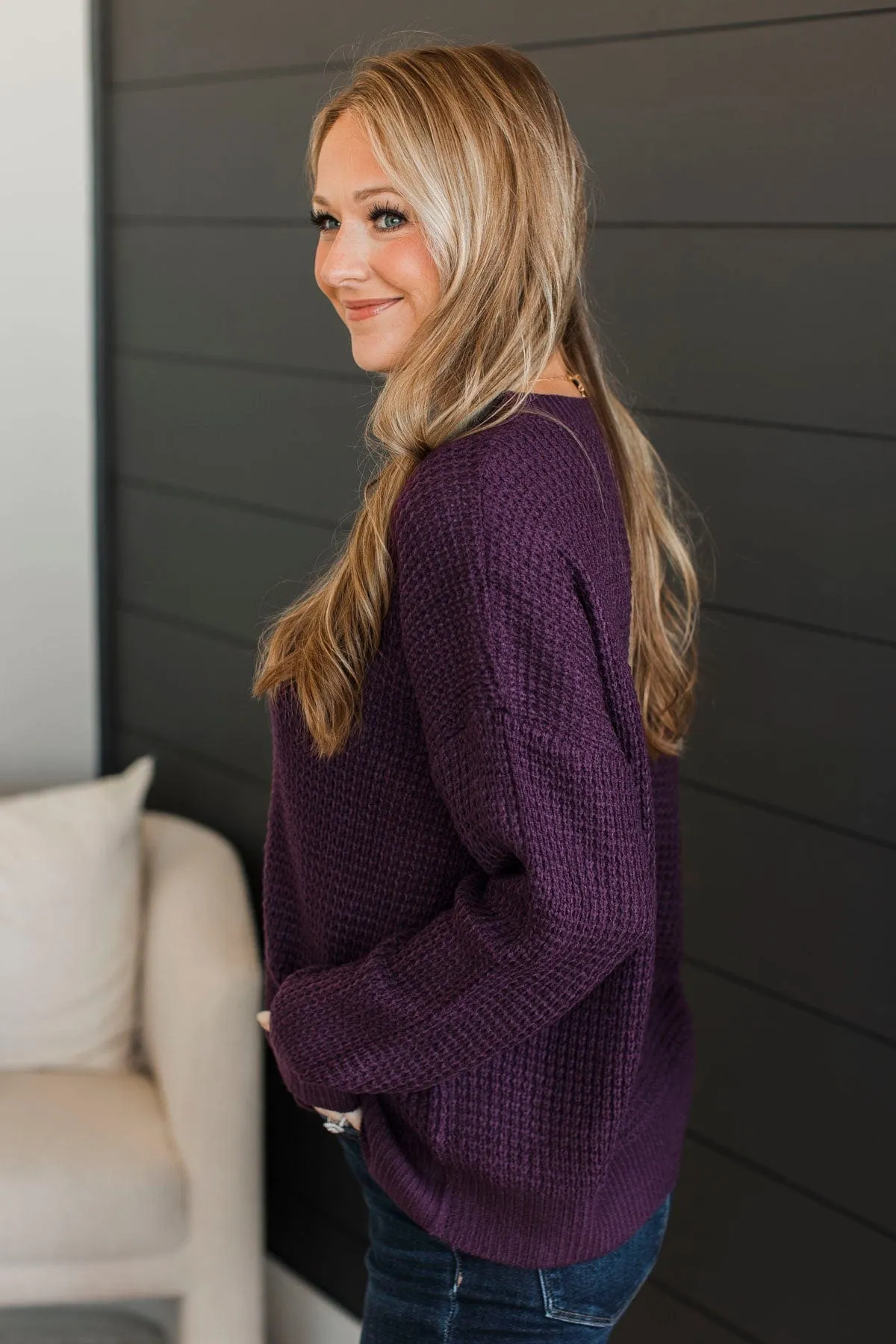 Captivating In Color Knit Sweater- Plum