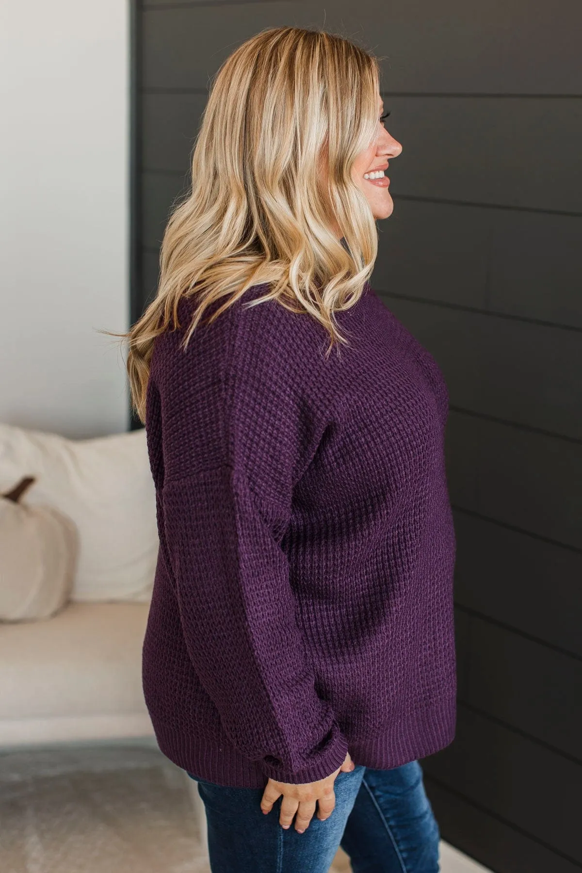 Captivating In Color Knit Sweater- Plum