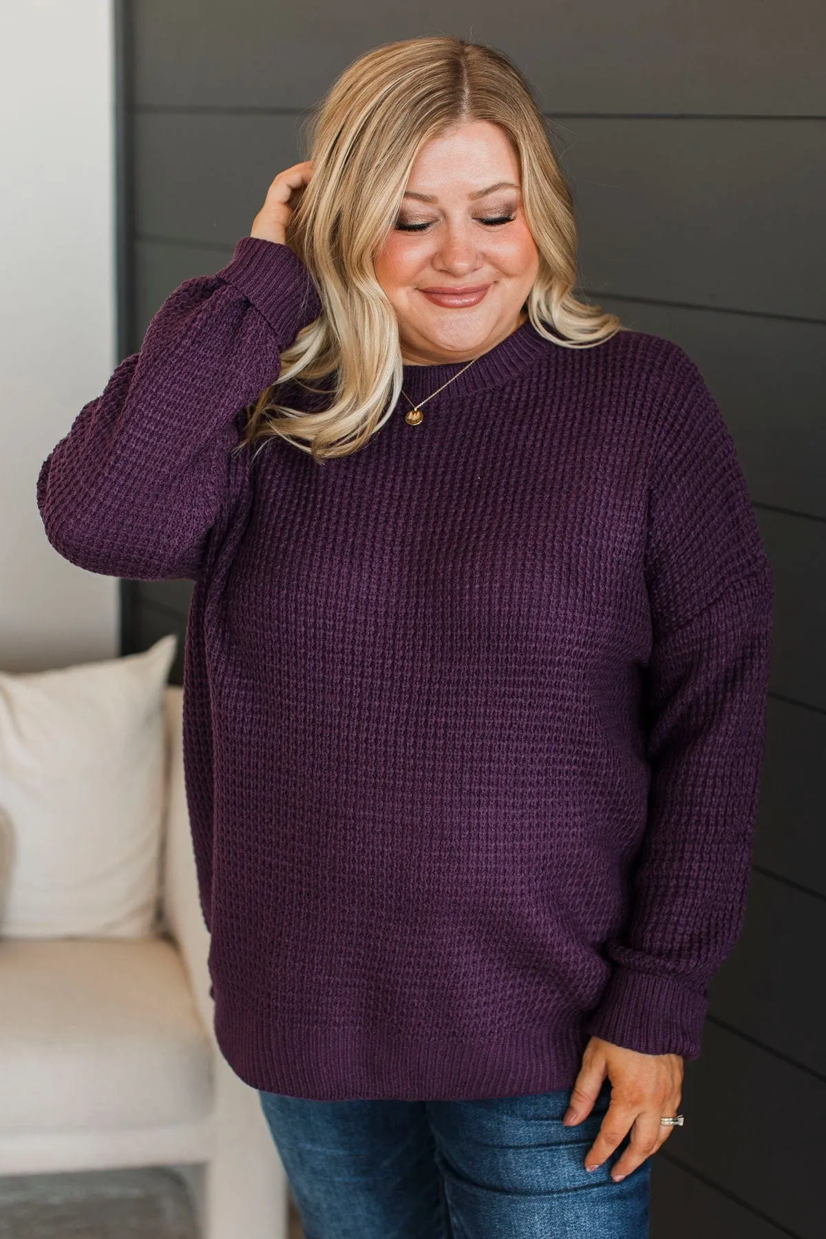 Captivating In Color Knit Sweater- Plum