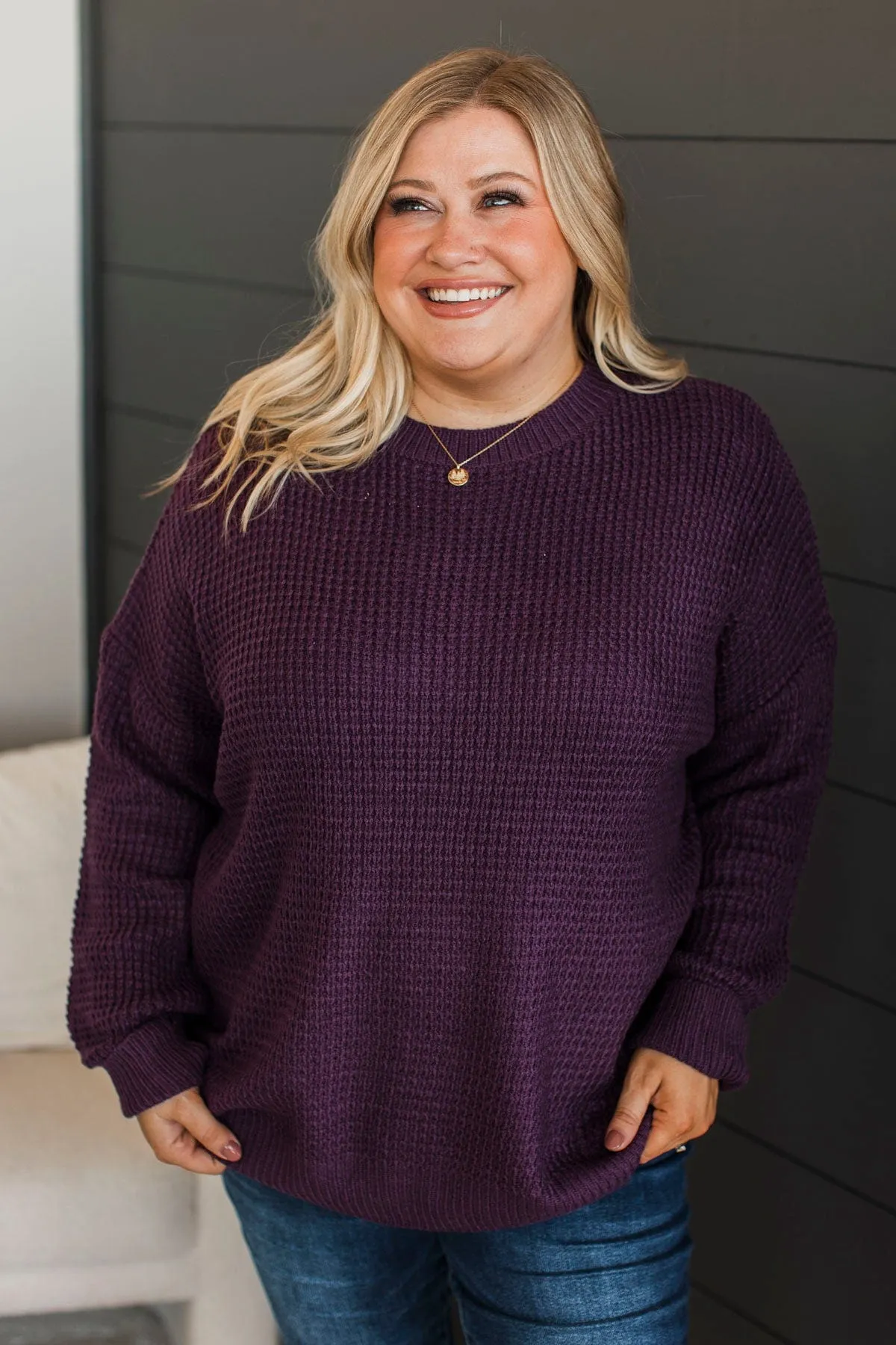 Captivating In Color Knit Sweater- Plum
