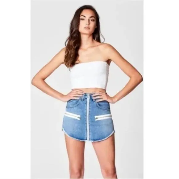 CARMAR Dallas Beatrice Zip Front Denim Mini Skirt size 28