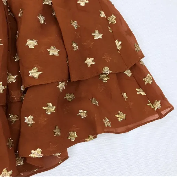Caroline Constas Anabelle Skirt Bronze Star L NWT
