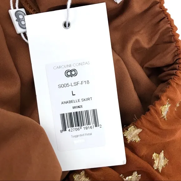 Caroline Constas Anabelle Skirt Bronze Star L NWT