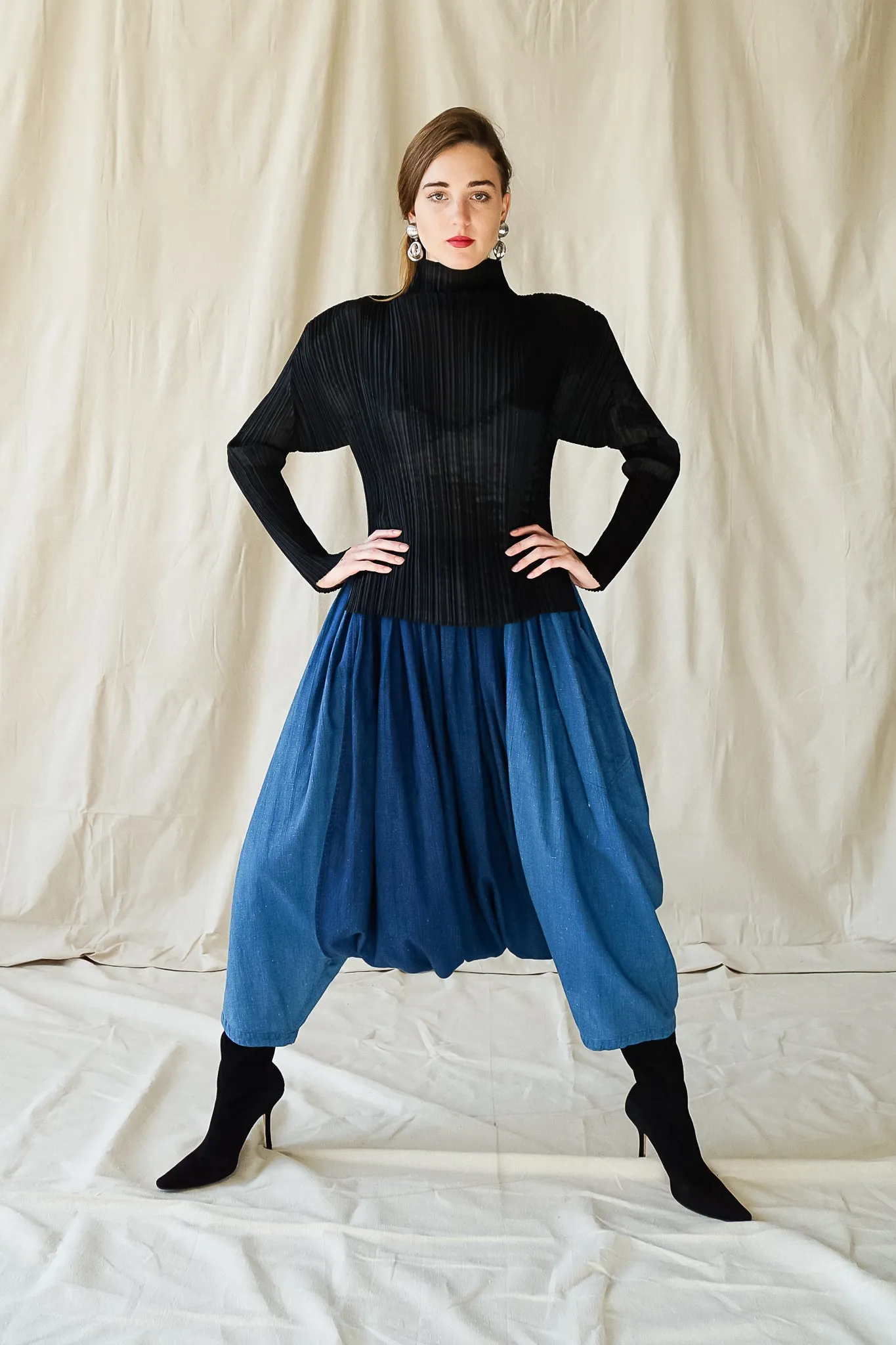 Chambray Harem Crop Pant