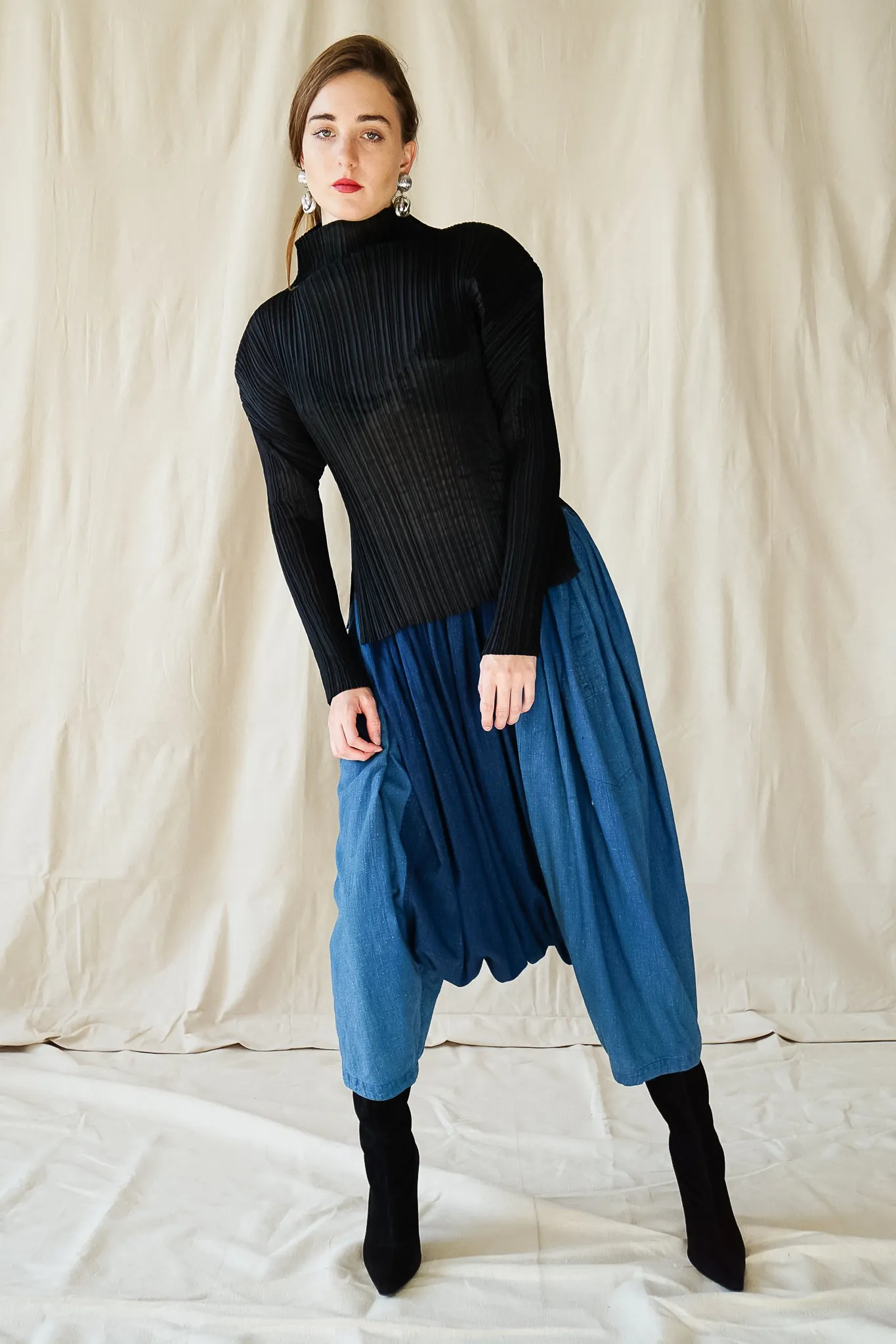 Chambray Harem Crop Pant