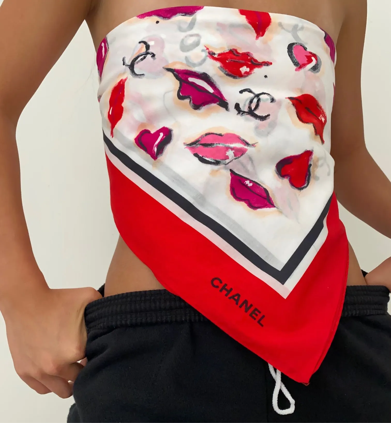Chanel Coco Lip Print Scarf Wrap