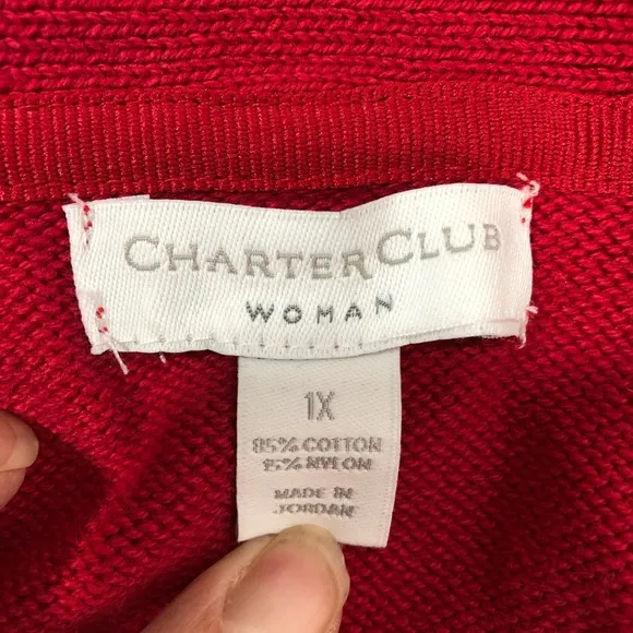 Charter Club Buckle Cotton Henley Sweater 1X