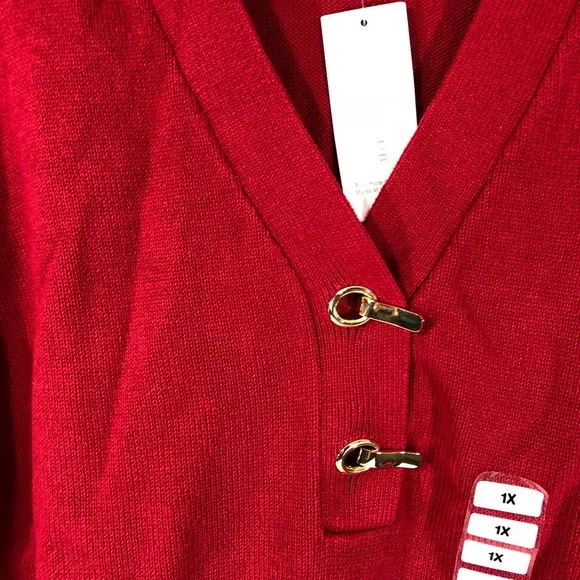 Charter Club Buckle Cotton Henley Sweater 1X