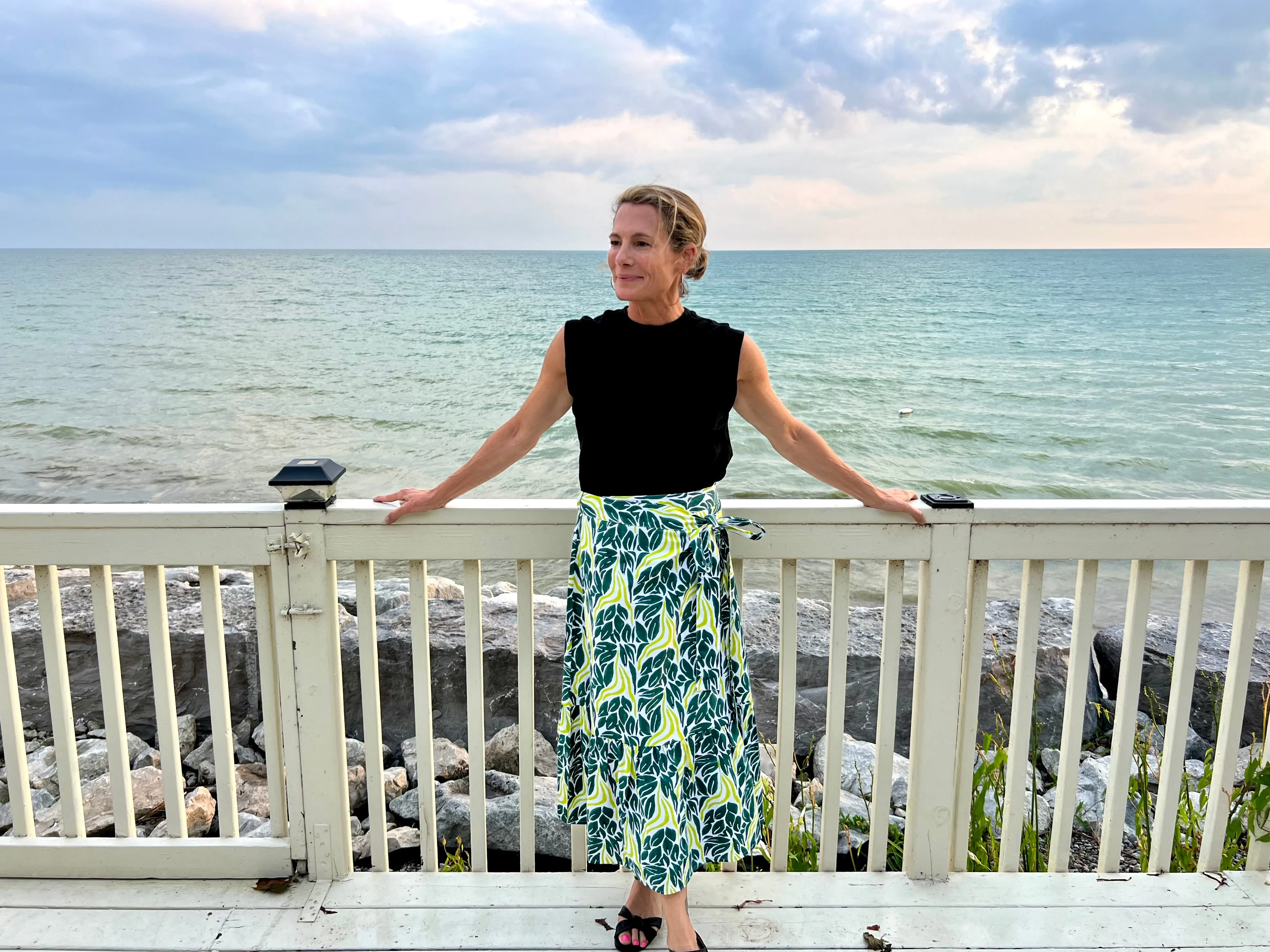 Chartreuse Snake Ruffle Wrap Skirt
