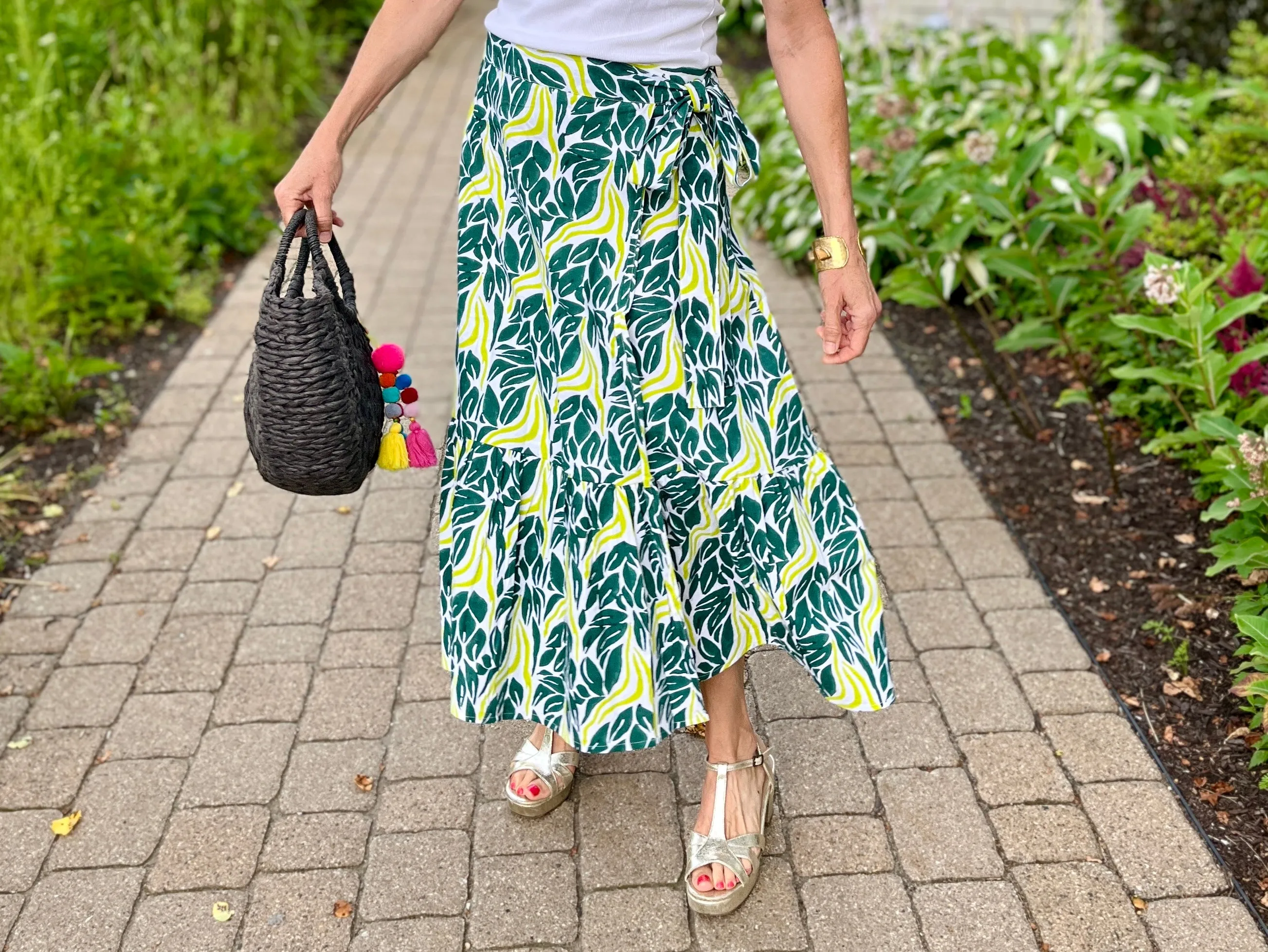 Chartreuse Snake Ruffle Wrap Skirt