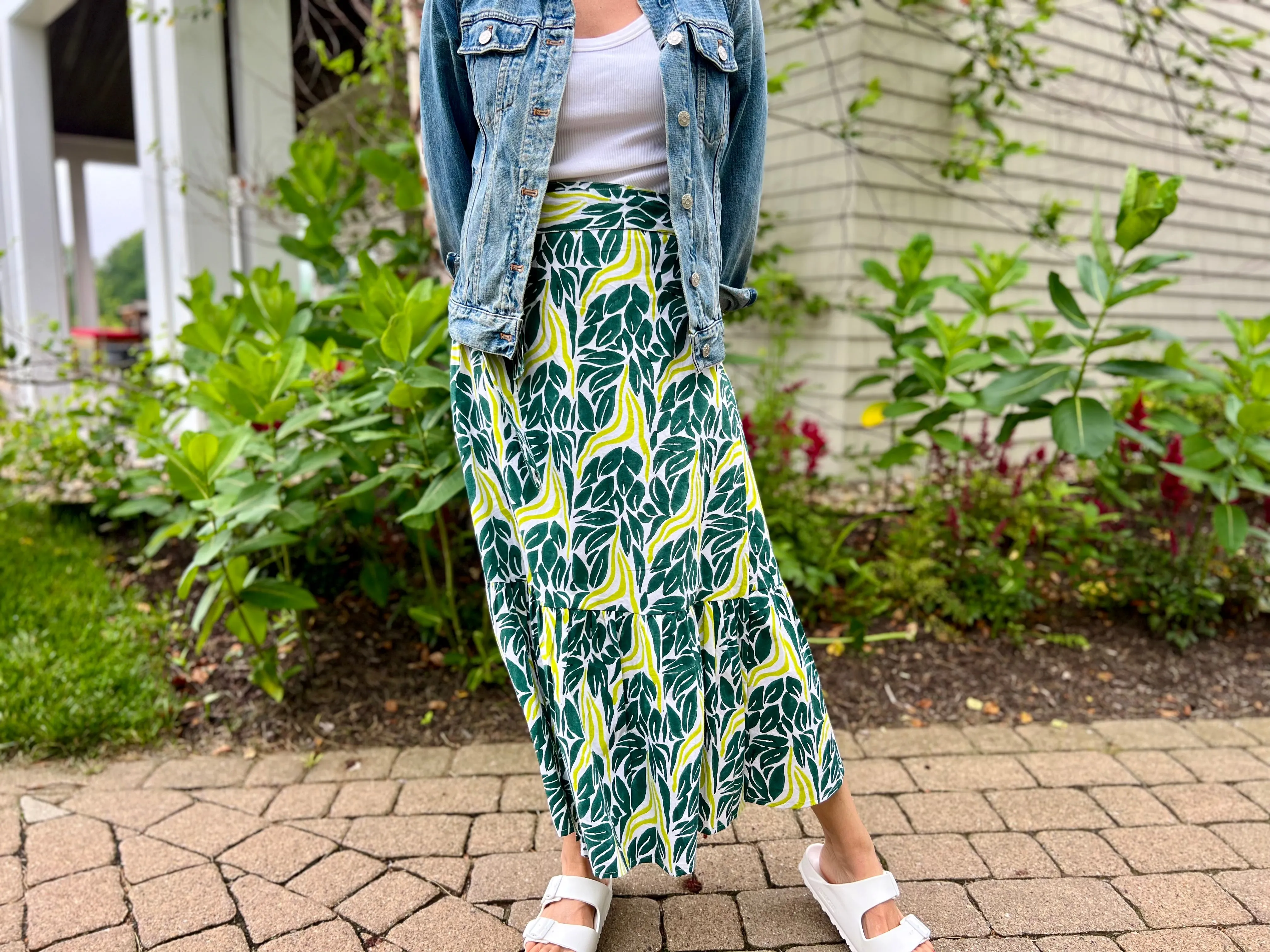 Chartreuse Snake Ruffle Wrap Skirt