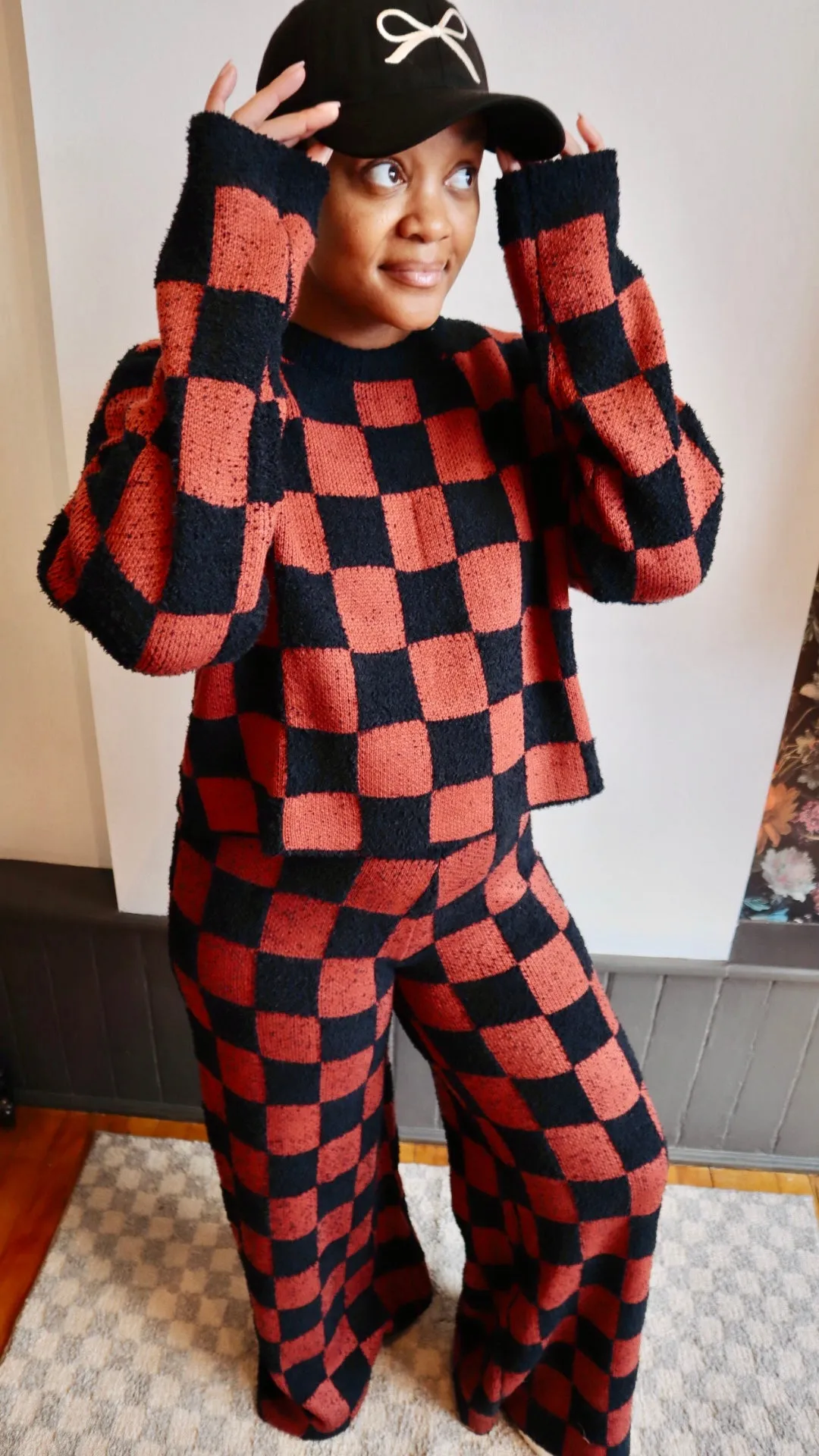 Checkerboard Knit Sweater