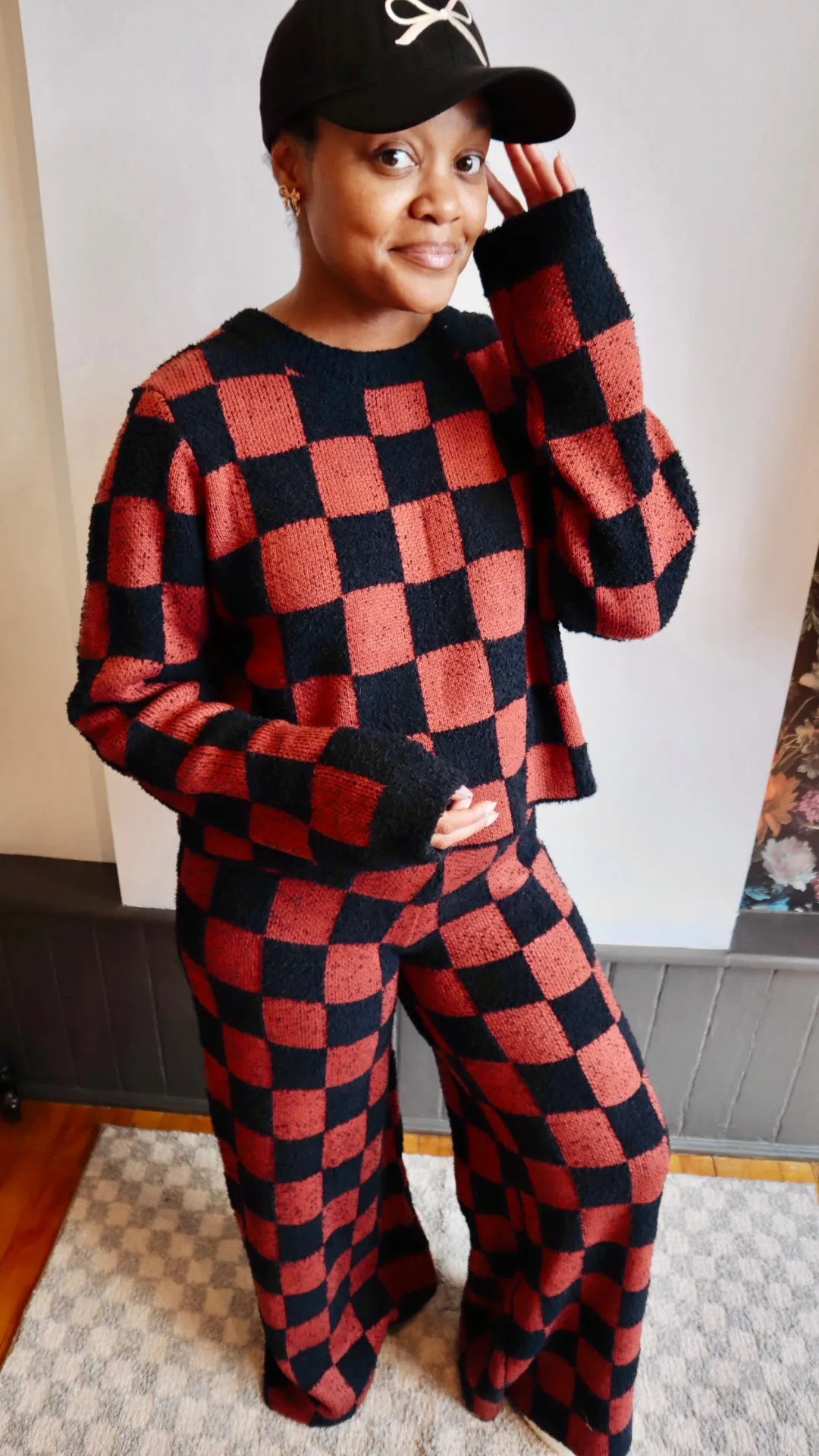 Checkerboard Knit Sweater
