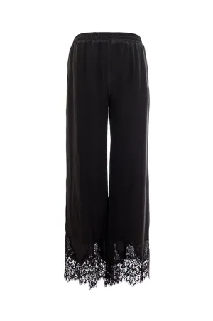 Claudette Lace Silk Pants Black