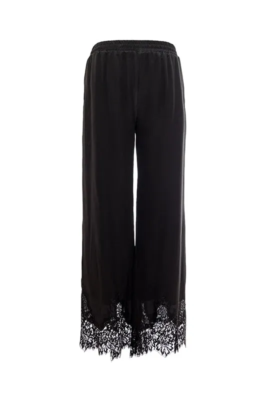 Claudette Lace Silk Pants Black