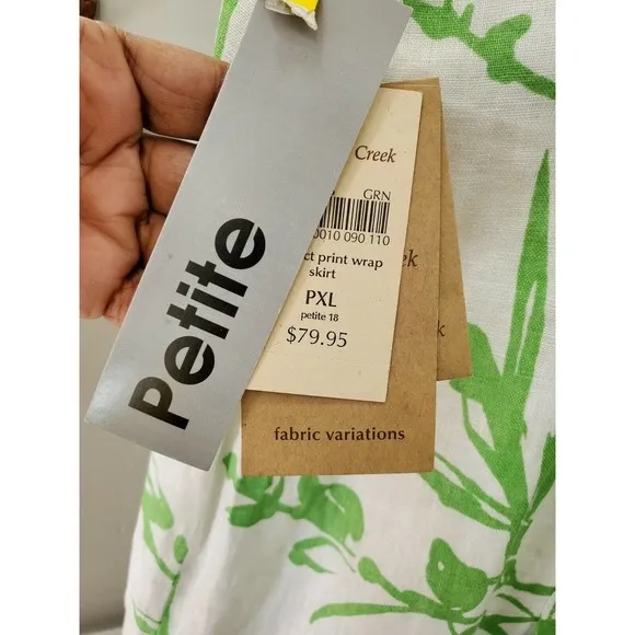 ColdWater Creek Women White 100%Linen Pull on Abstract Print Wrap Skirt Size PXL