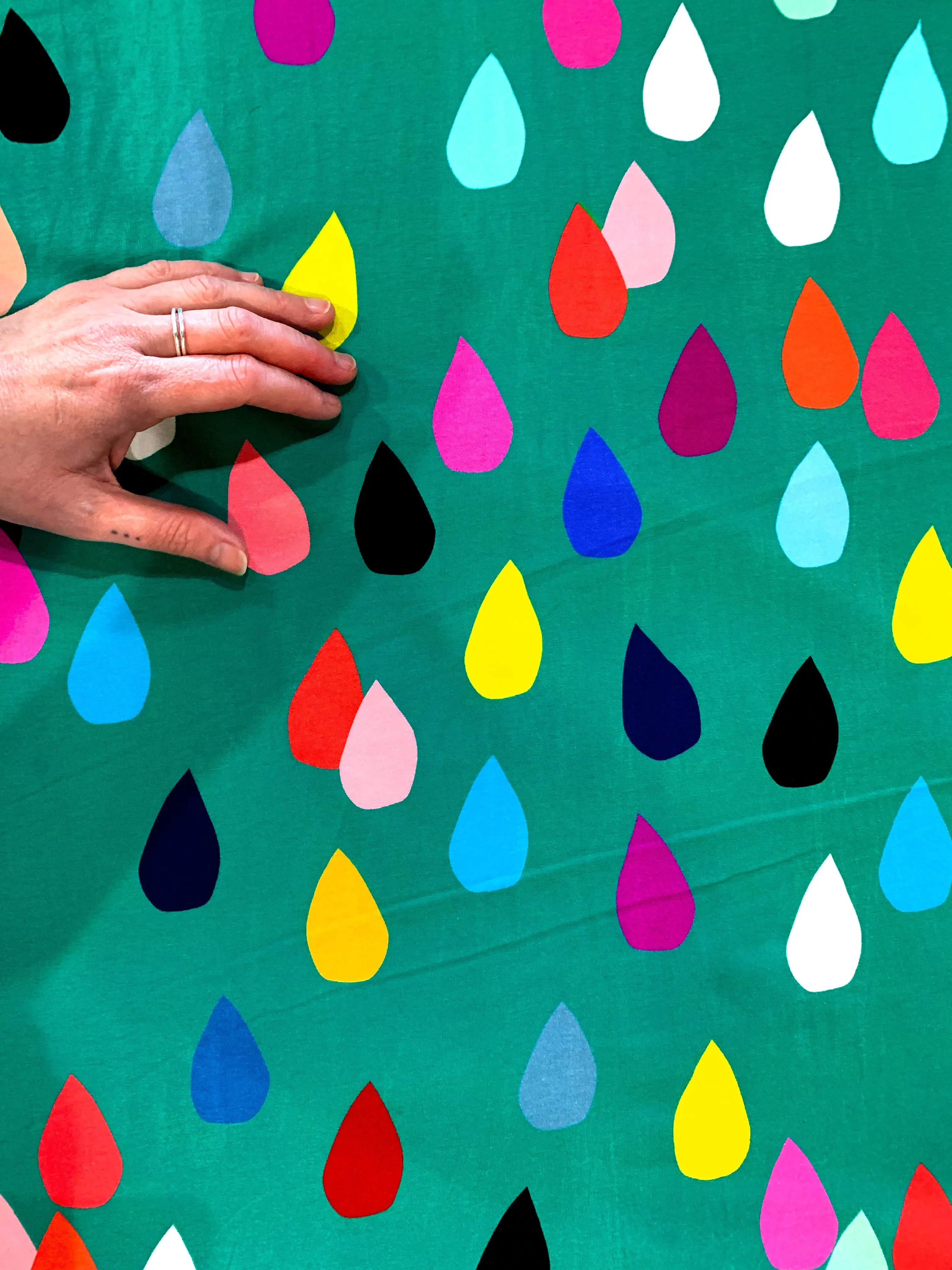Colour Drops (dark mint) heavy cotton jersey piece 40cm