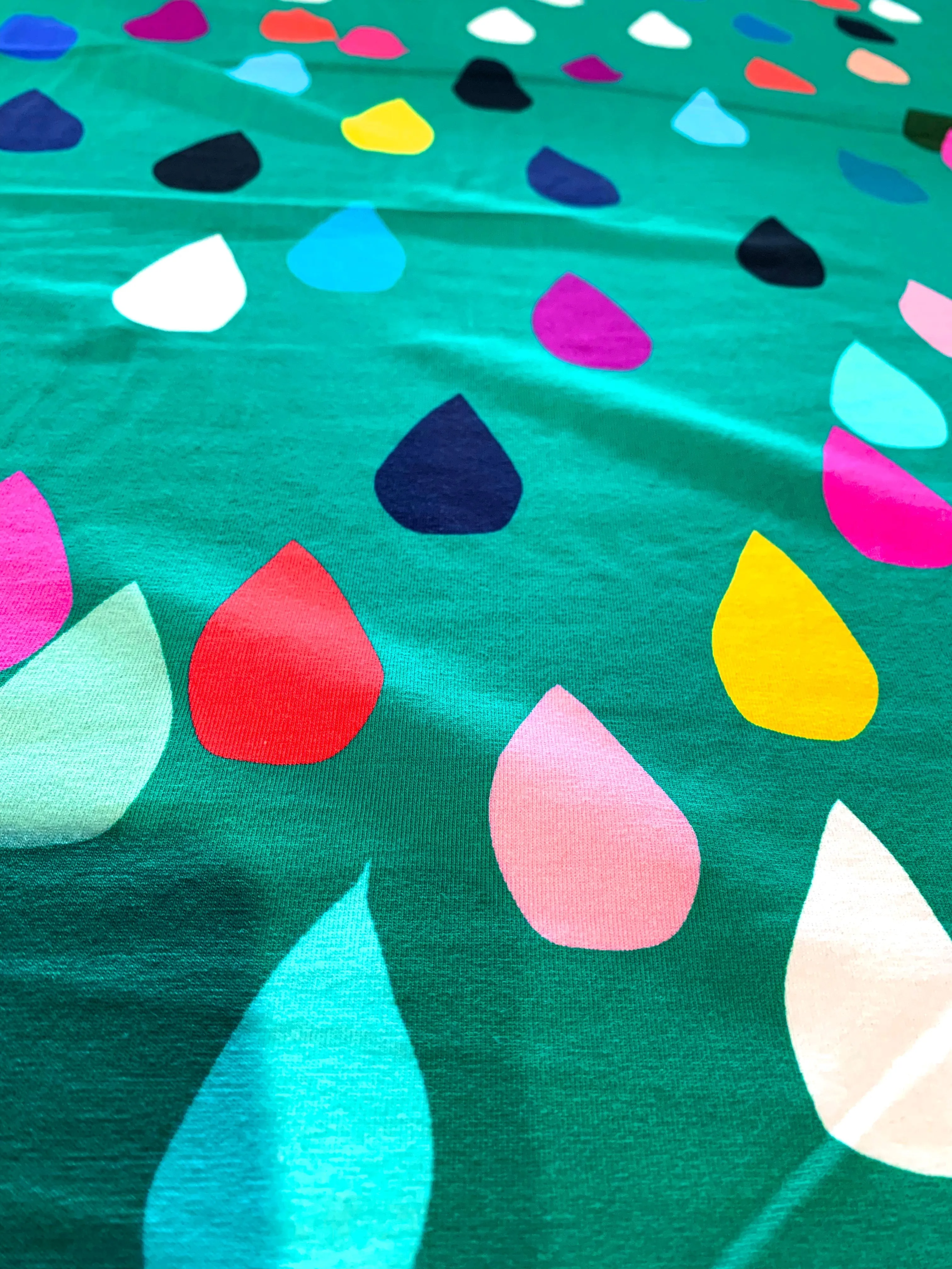 Colour Drops (dark mint) heavy cotton jersey piece 40cm