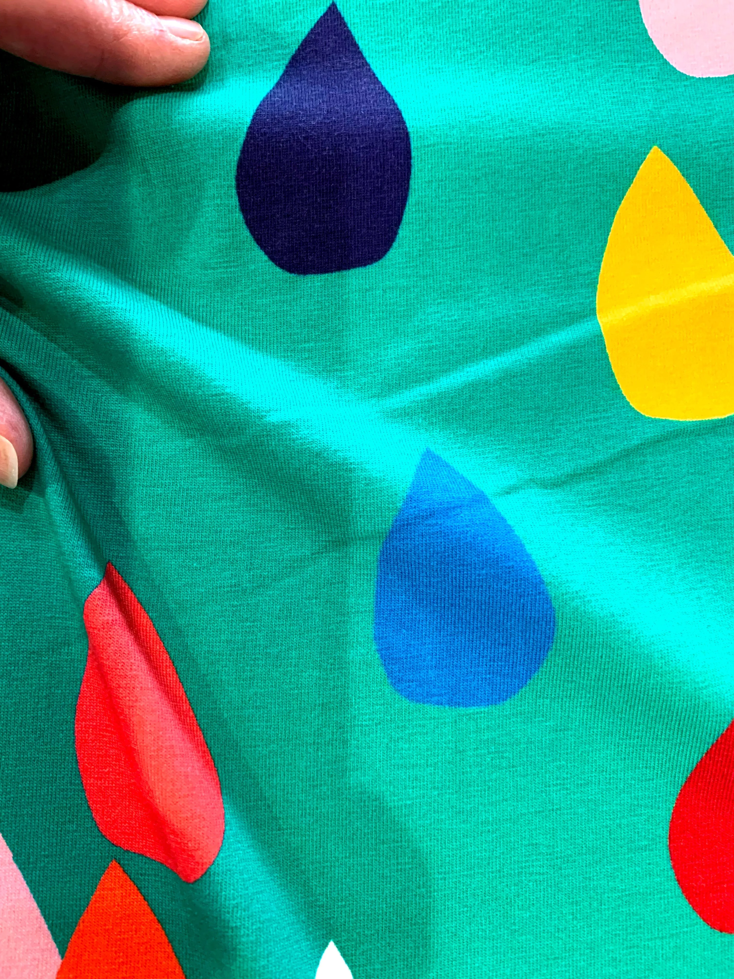 Colour Drops (dark mint) heavy cotton jersey piece 40cm