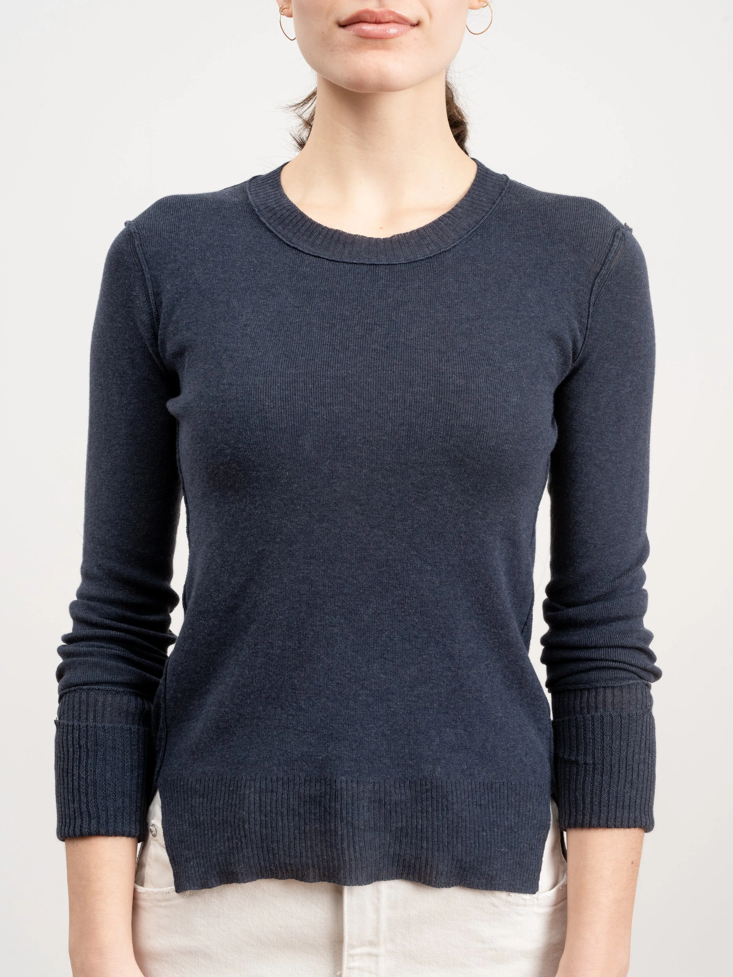 cotton cuffed crewneck sweater